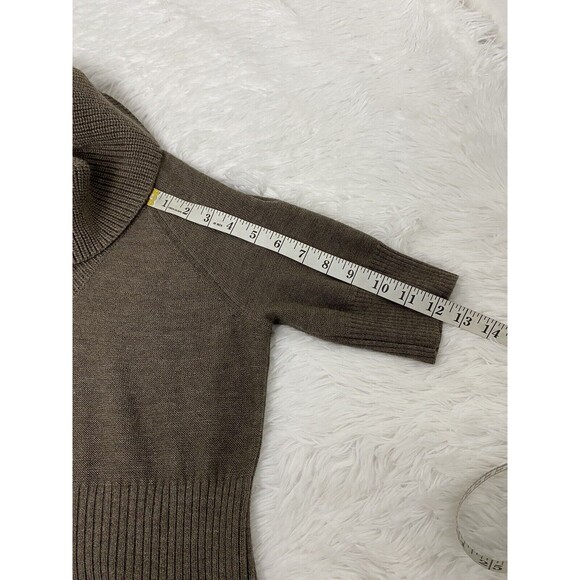 LOFT Women’s Sweater Knit Dress Cowl Neck Brown Merino Wool Blend Size M - Picture 12 of 14